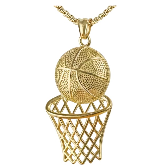 Jewelry - HOT DEAL!! 🔥 Gold Basketball Pendant Gold Chain Necklace